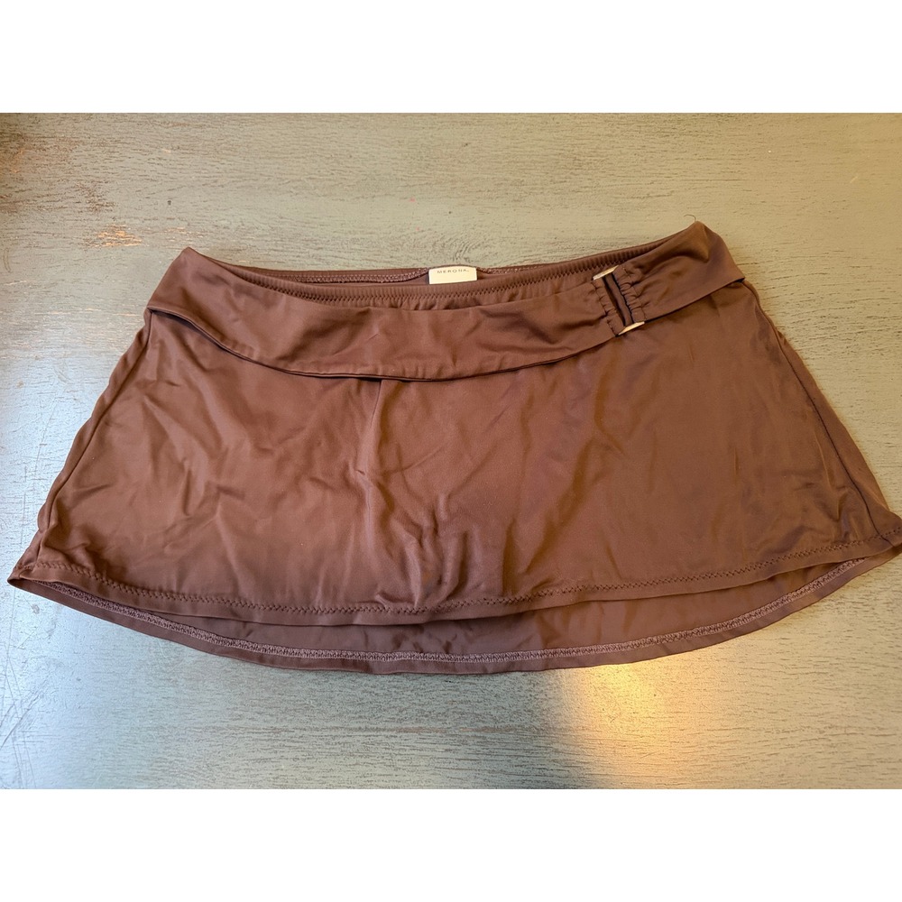 Merona Womens Brown Swim Skirt with Built-in Brief Buckle Detail Size Medium
